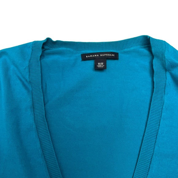 Banana Republic Blue Cotton V-Neck Long Sleeve Pullover Sweater Size M - Picture 7 of 9